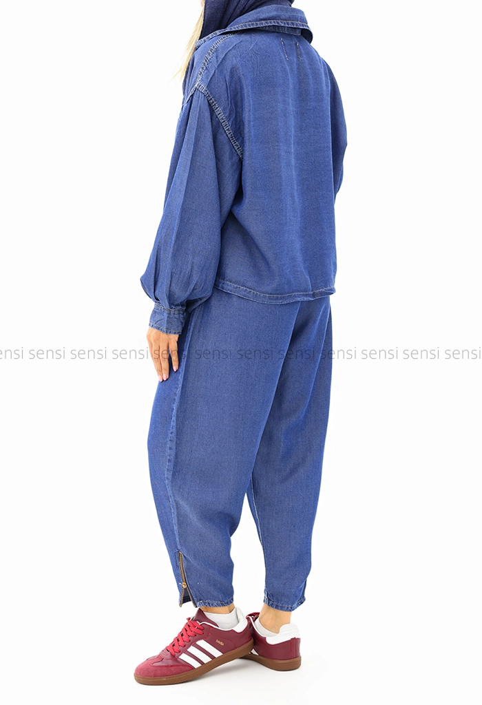 ست شومیز شلوار جین کاغذی کد1005852